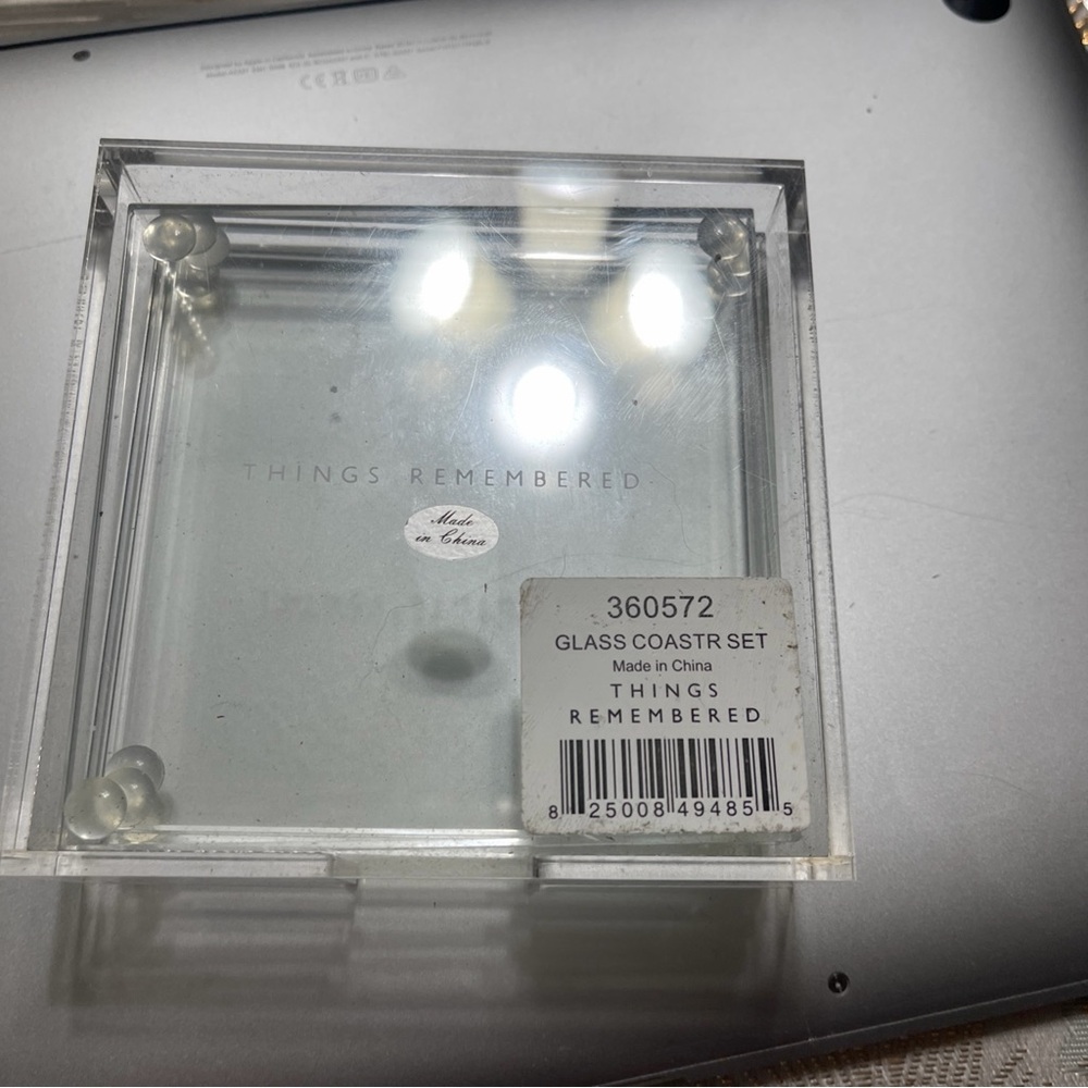 Things Remembered Clear Glass Coaster Set